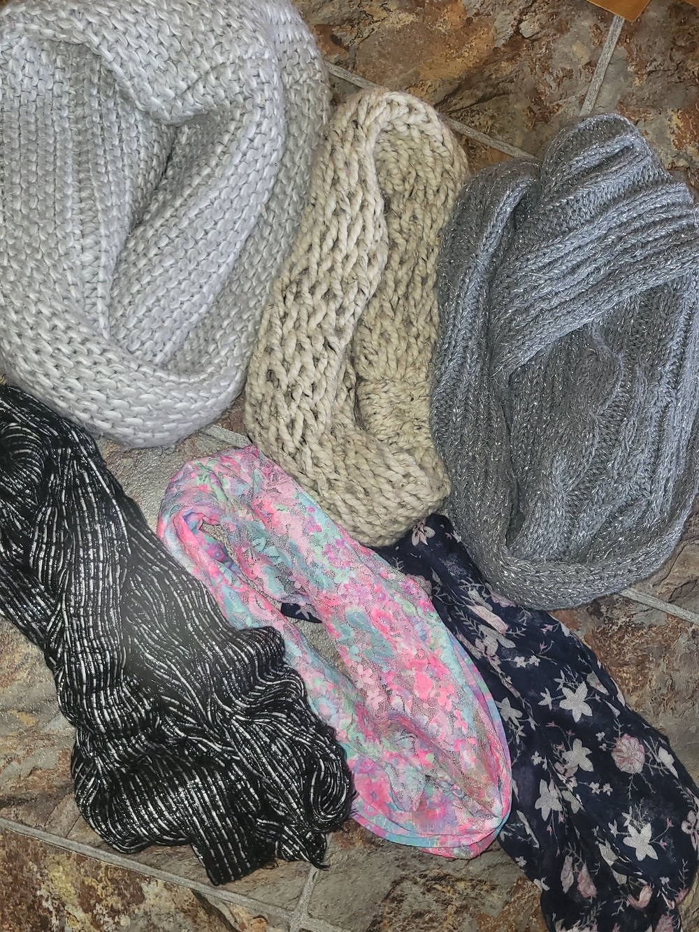 Bundle: 6 Scarves-Cozy Neutral & Floral Women's Scarf Set - Multi-Color-infinity